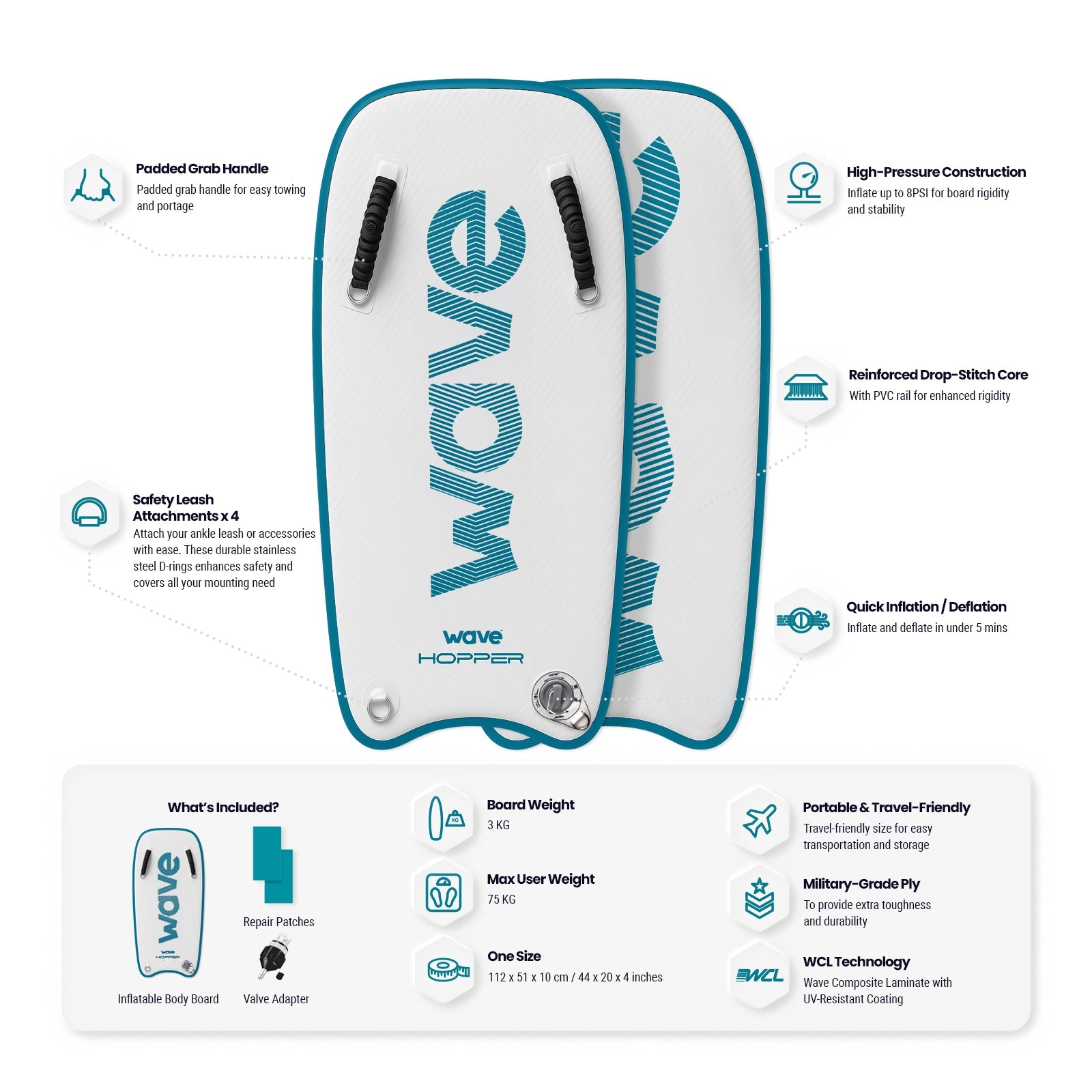 Wave Hopper | Inflatable Body Board Body Board Wave Sups UK