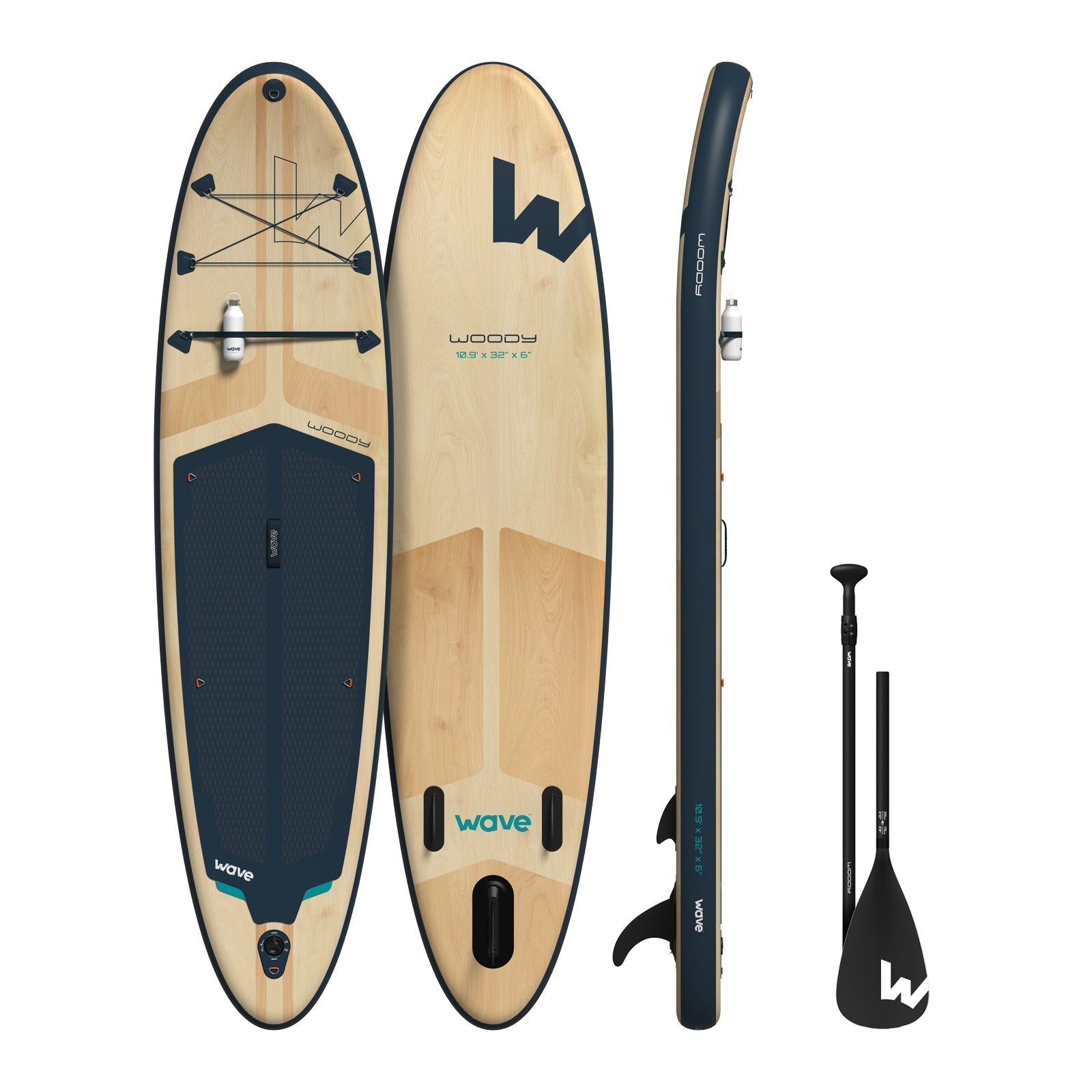 Woody 2.0 SUP | Inflatable Paddleboard | 10'9ft | Aqua Paddleboards Wave Sups Navy 10'9 | 327x81x15cm