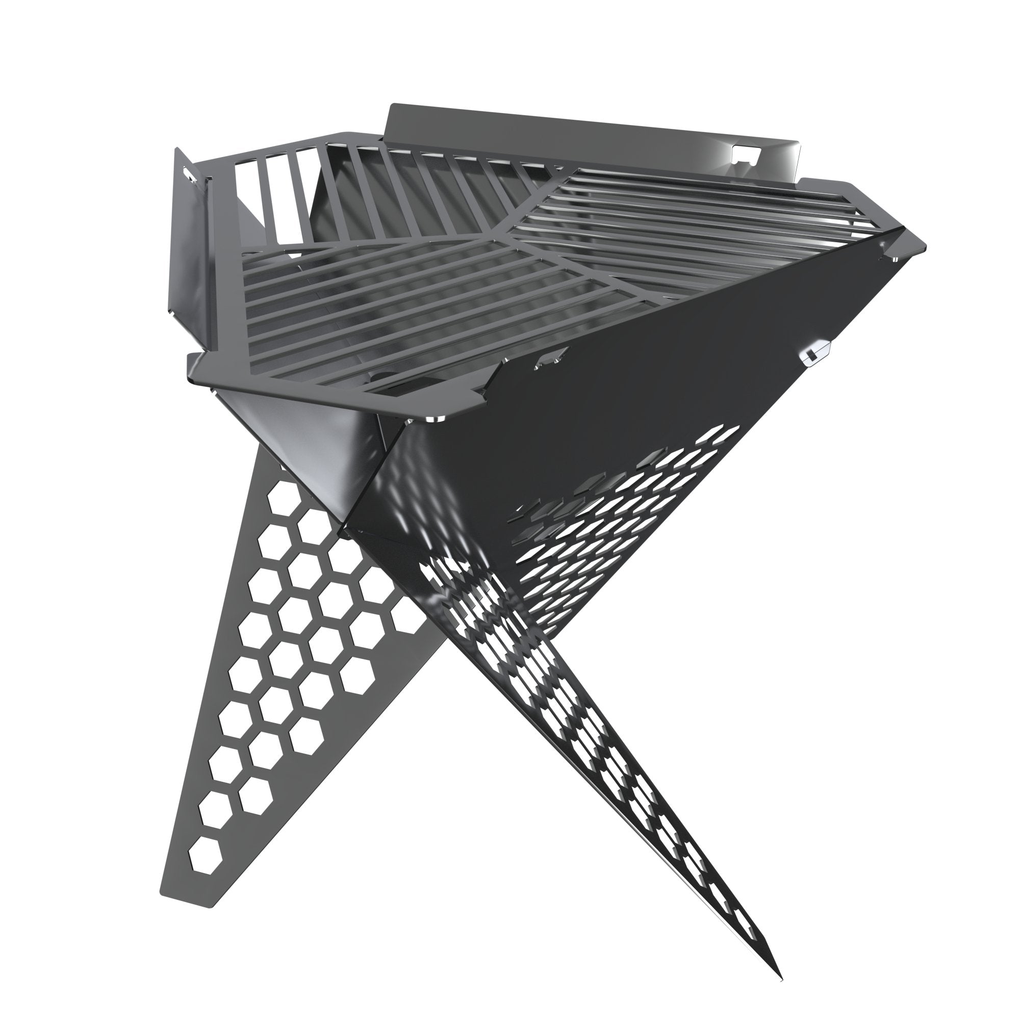 Outdoor BBQ and Fire Pit | Hexagon | Stainless - Wave Sups UK