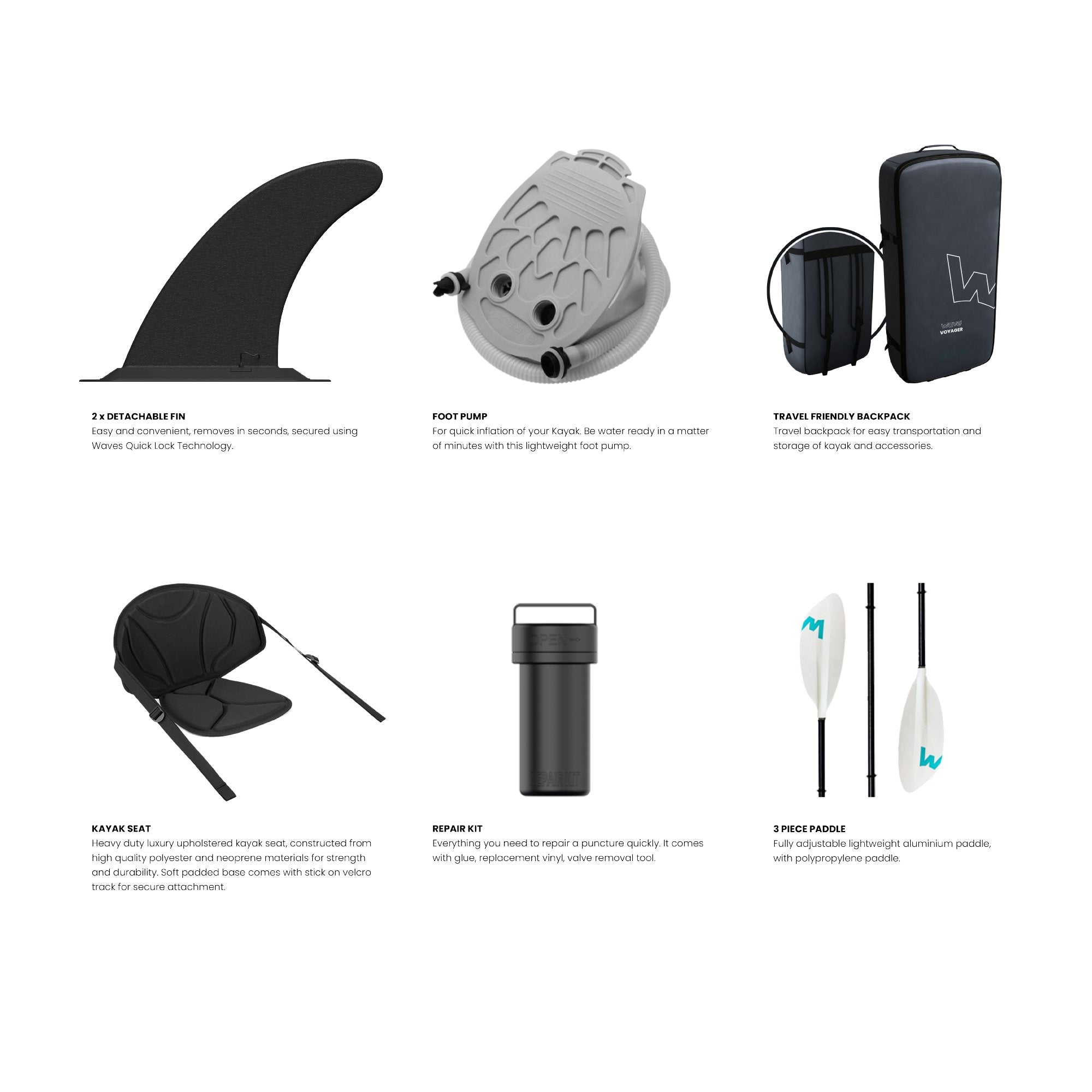Voyager | Inflatable Kayak | Oxford Cloth | 1-2/2-3 Seater Kayaks Wave Sups