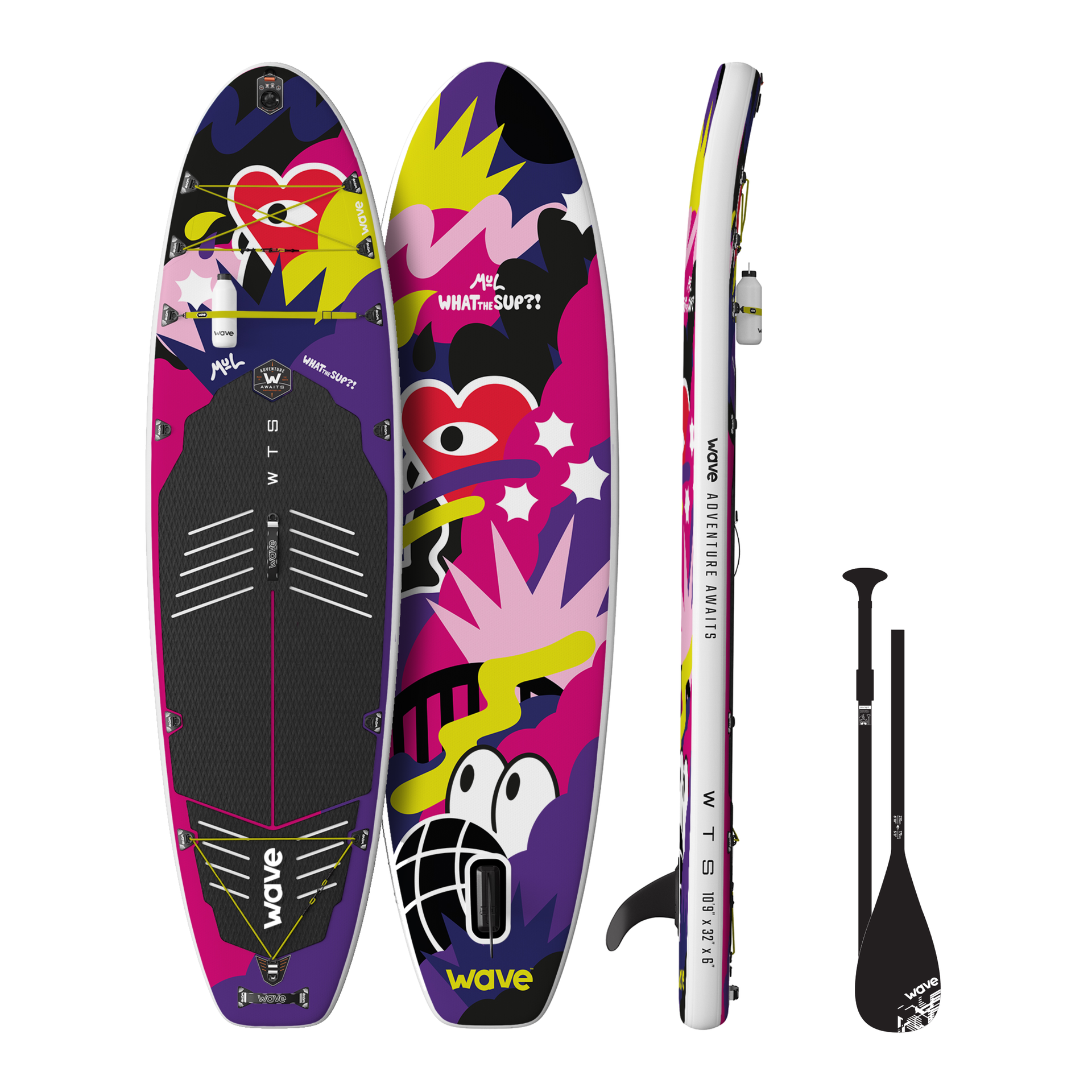 What The SUP | Inflatable Paddle Board | 10'9ft | Black, Bright