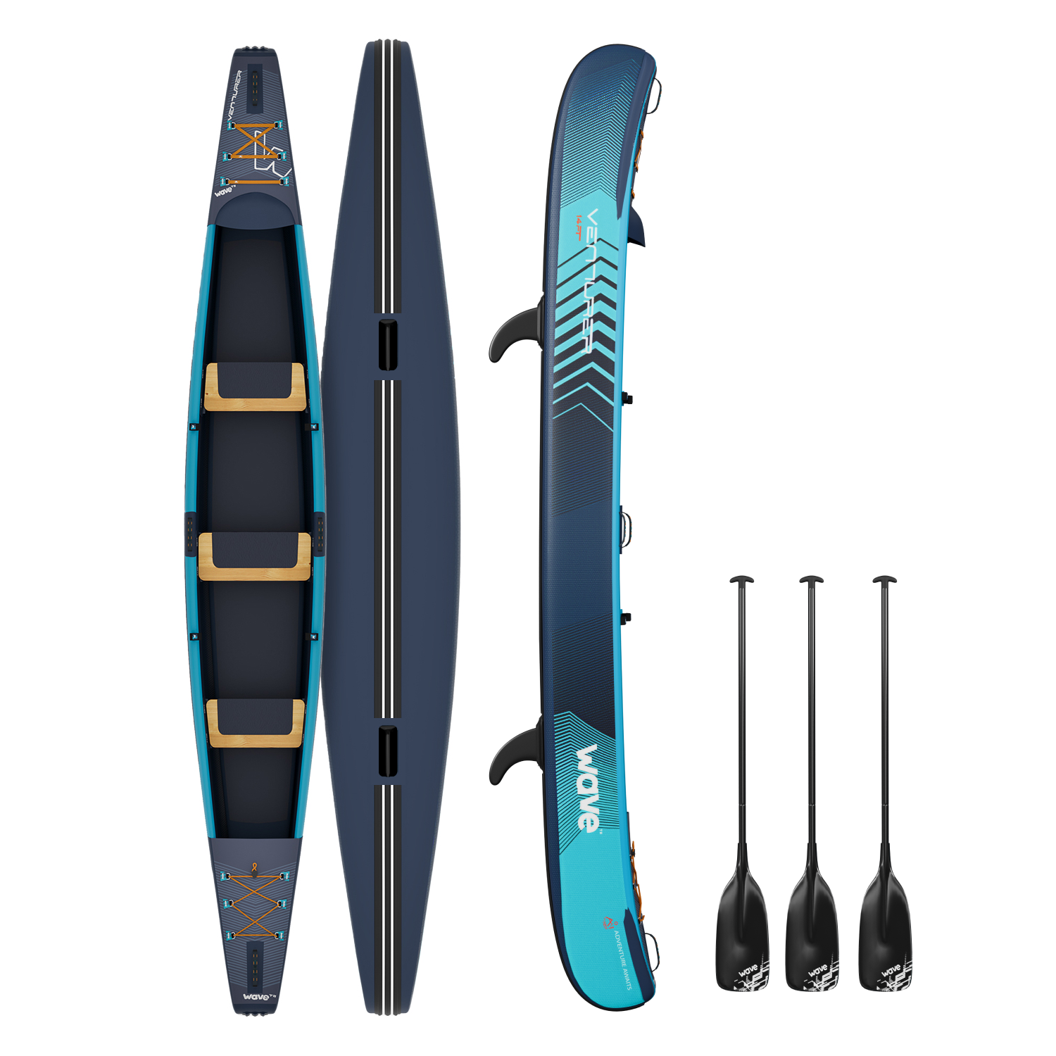 Venturer Dropstich Inflatable Canoe – 2–3 Person | Lightweight