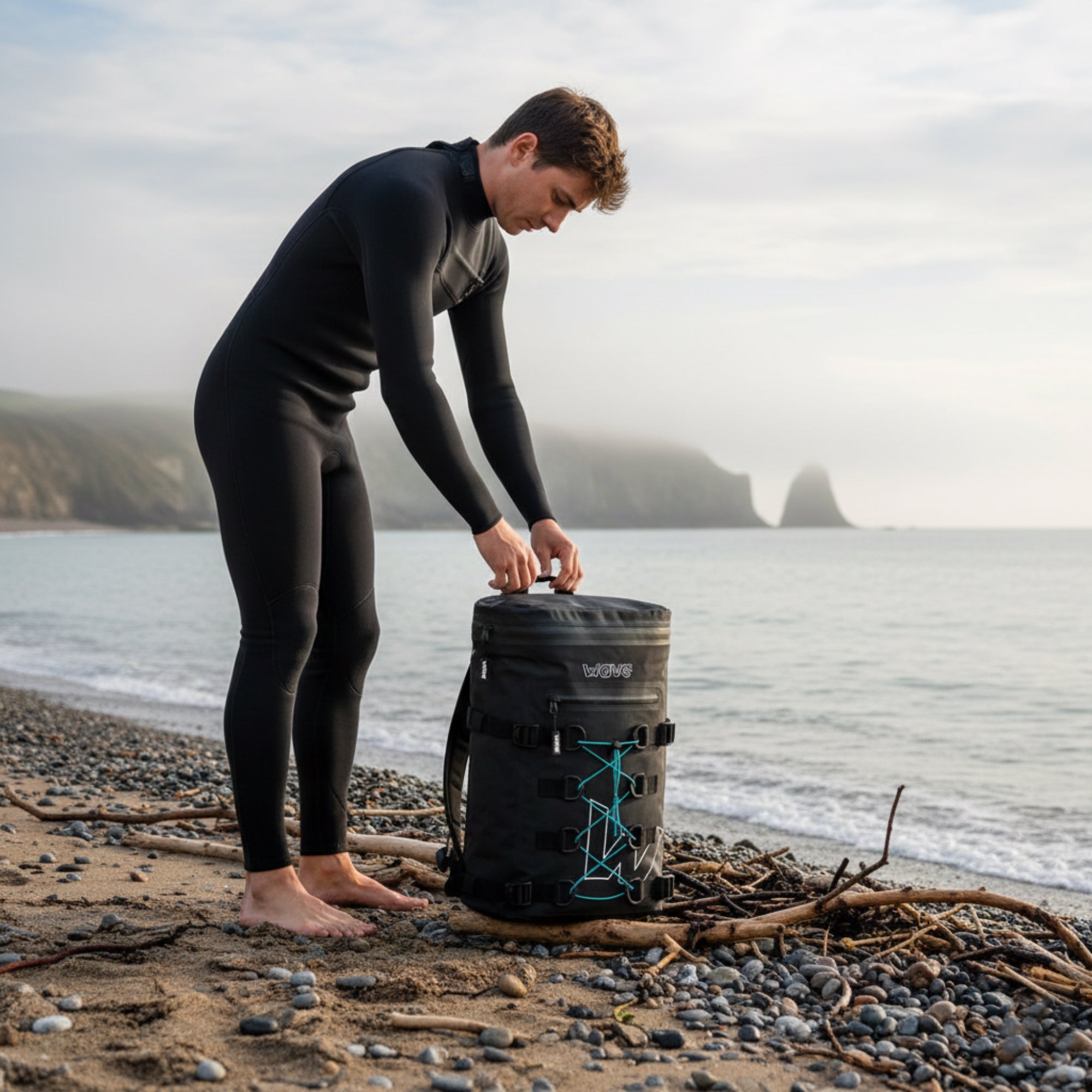 Waterproof Zipped PVC Deck Bag | Black | 20L