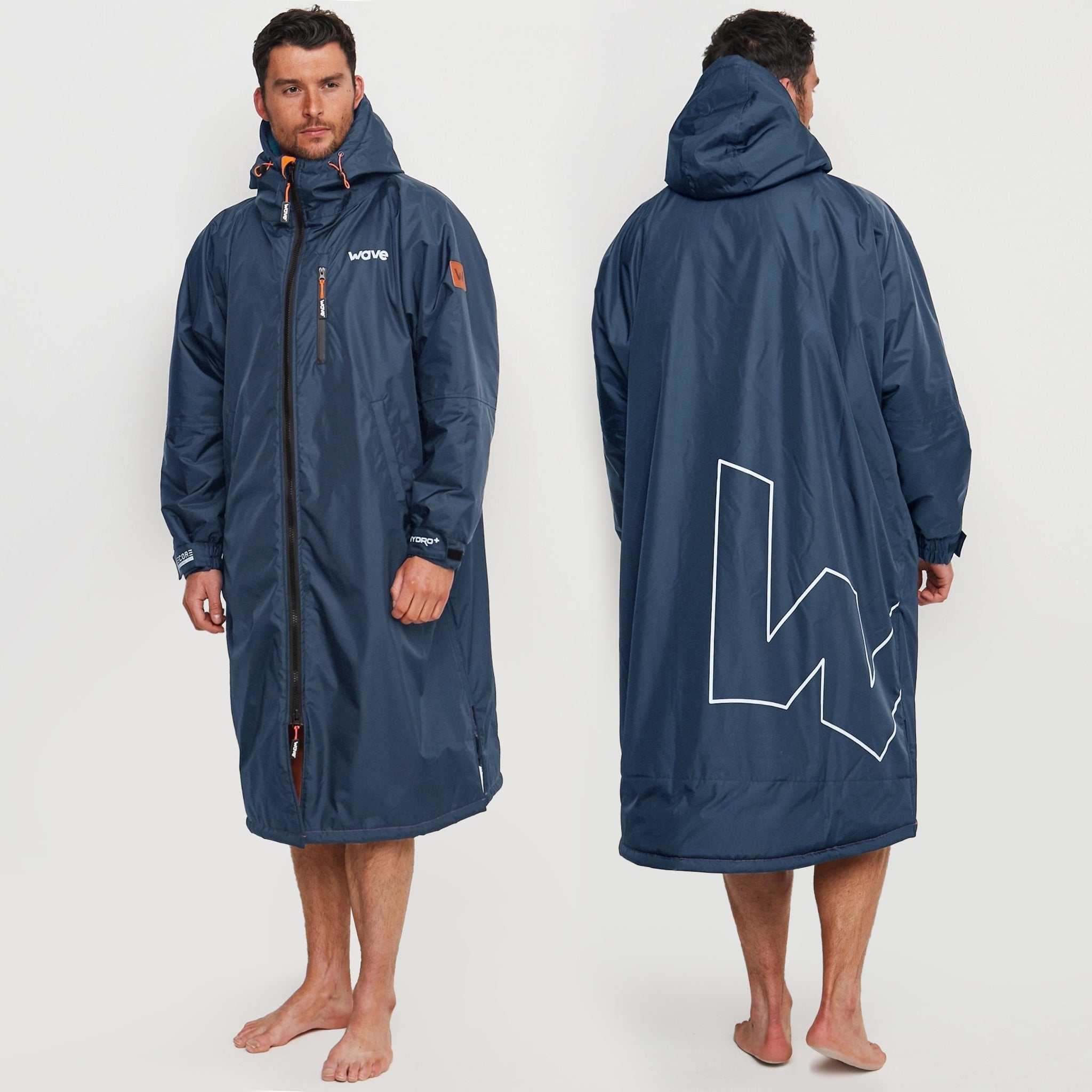 Fleece-Lined Waterproof Changing Robe | Waterproof & Windproof | Unisex | Navy Blue Wave Sups