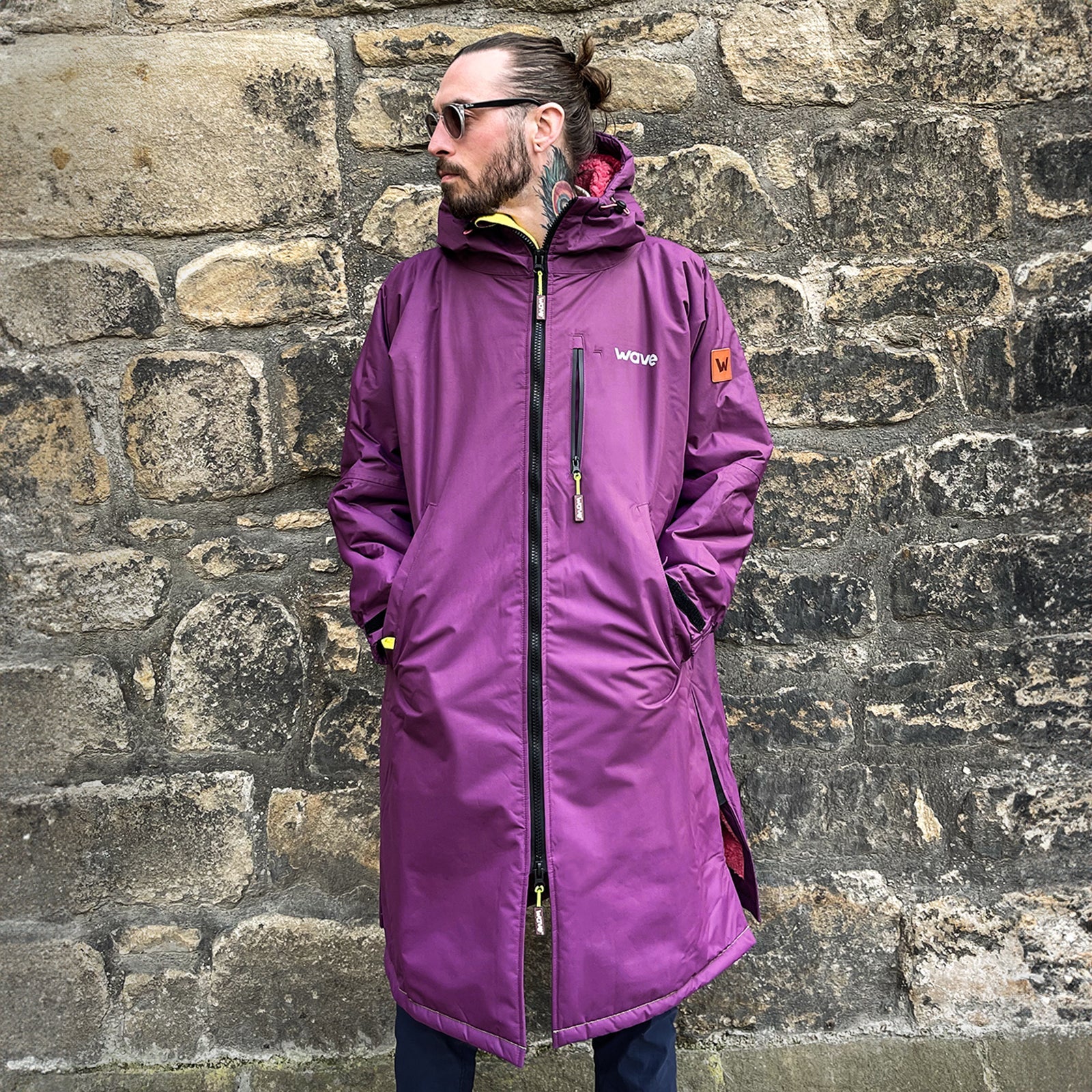 Fleece-Lined Waterproof Changing Robe | Waterproof & Windproof | Unisex | Purple Wave Sups