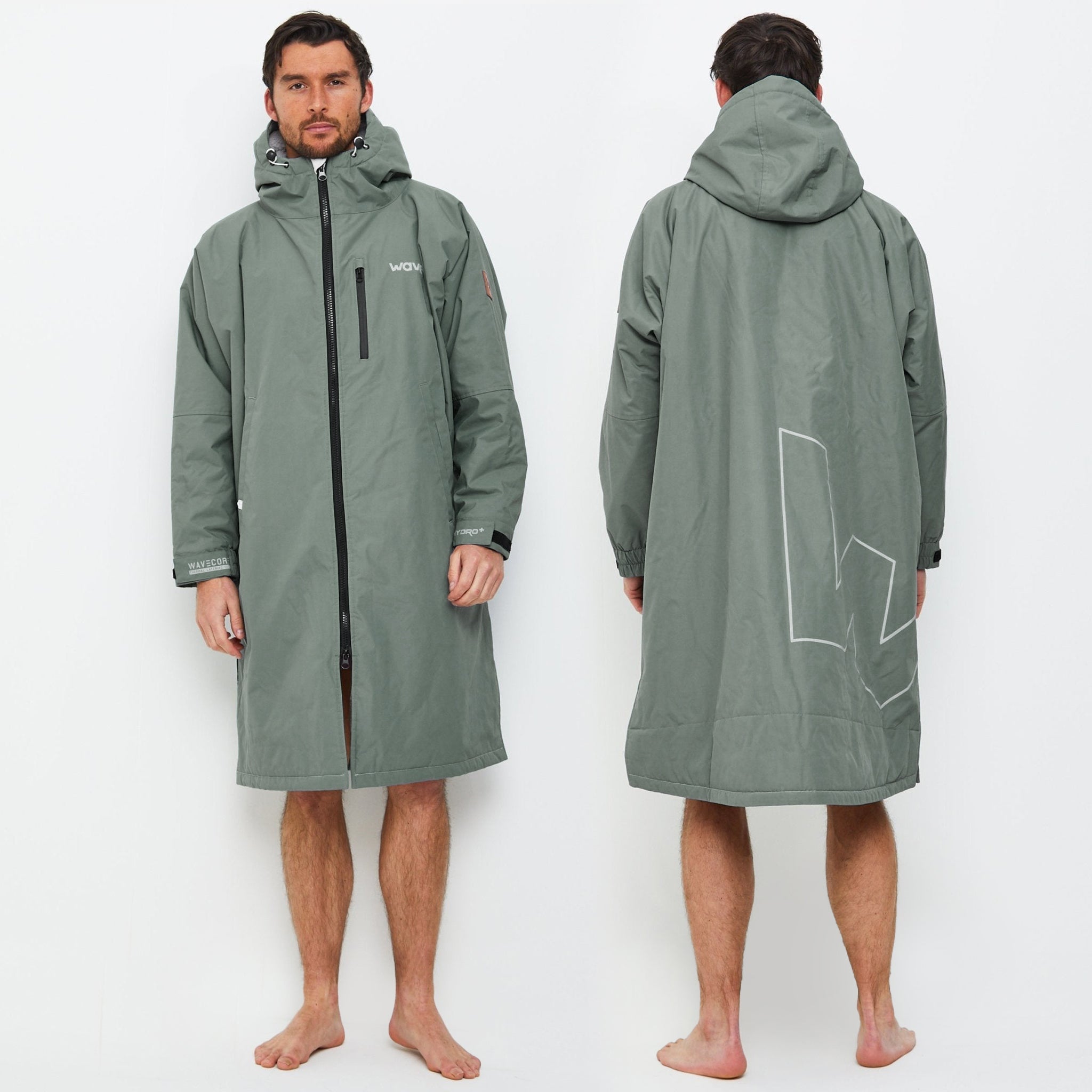 Fleece-Lined Waterproof Changing Robe | Waterproof & Windproof | Unisex | Sage Green Wave Sups