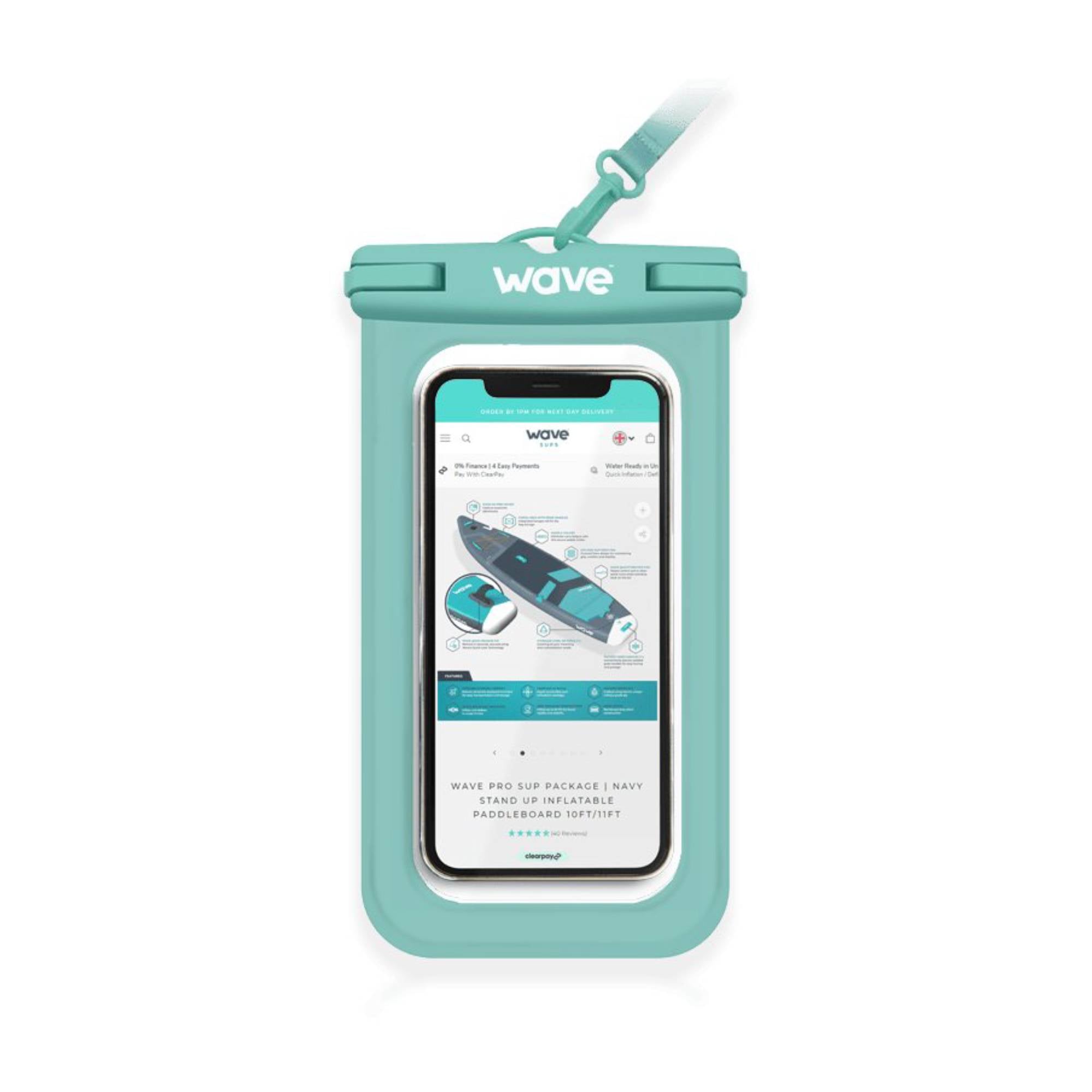 Waterproof Phone Cover | Aqua Green Wave Sups