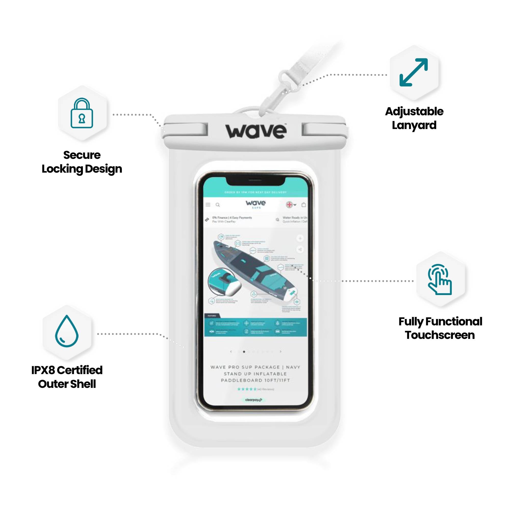 Waterproof Phone Cover | White Wave Sups