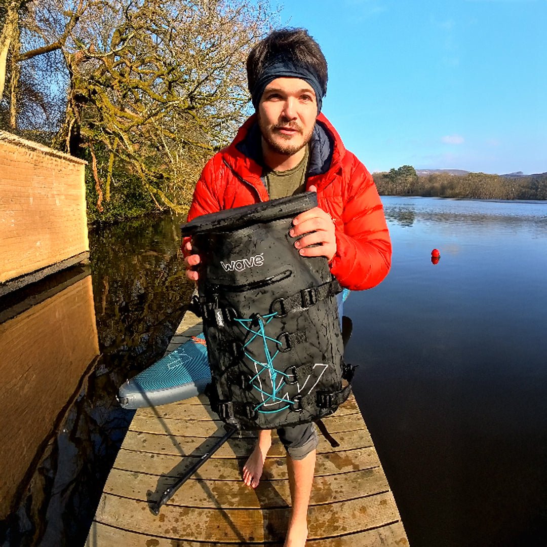 Waterproof Zipped PVC Deck Bag | Black | 20L Dry Bag Wave Sups UK