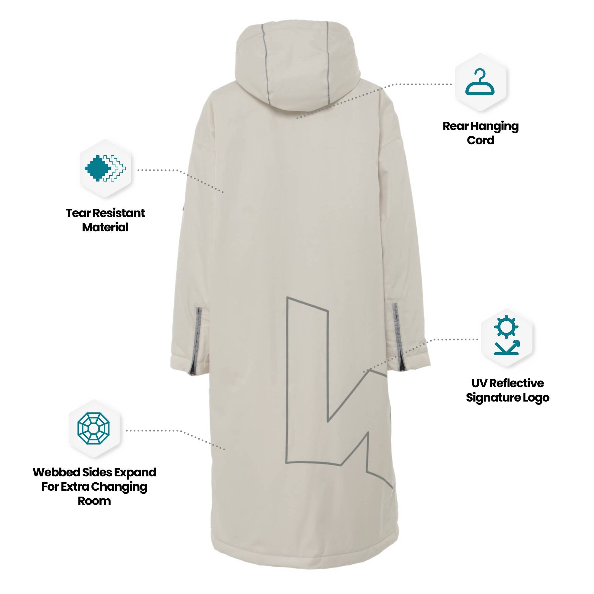 Wave 3 in 1 Waterproof & Windproof Changing Robe | Unisex | Ecru Cream Wave Sups