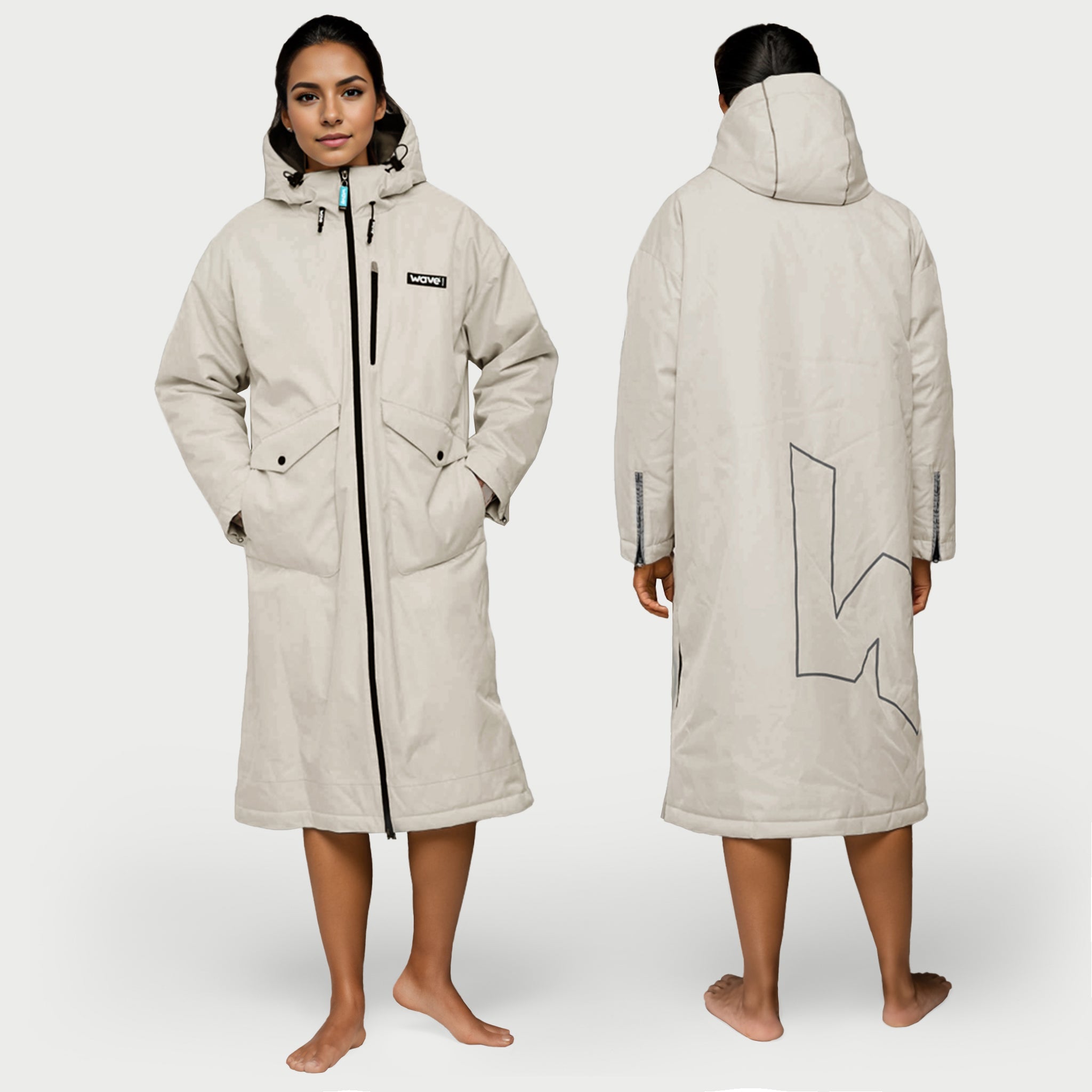 Wave 3 in 1 Waterproof & Windproof Changing Robe | Unisex | Ecru Cream Wave Sups