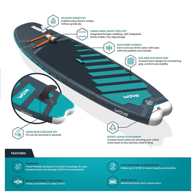Wildcat SUP | Inflatable Stand-Up Paddleboard | Surf SUP Package | 8.6ft Paddleboards Wave Sups