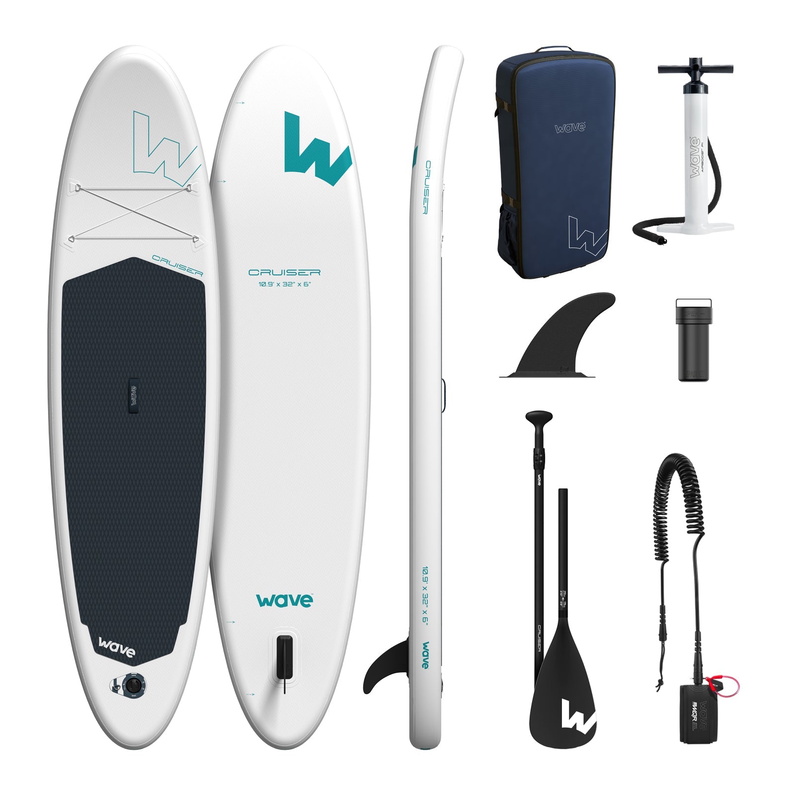 Cruiser SUP | Inflatable Paddleboard | 10'9ft | White | Wave SUPS UK