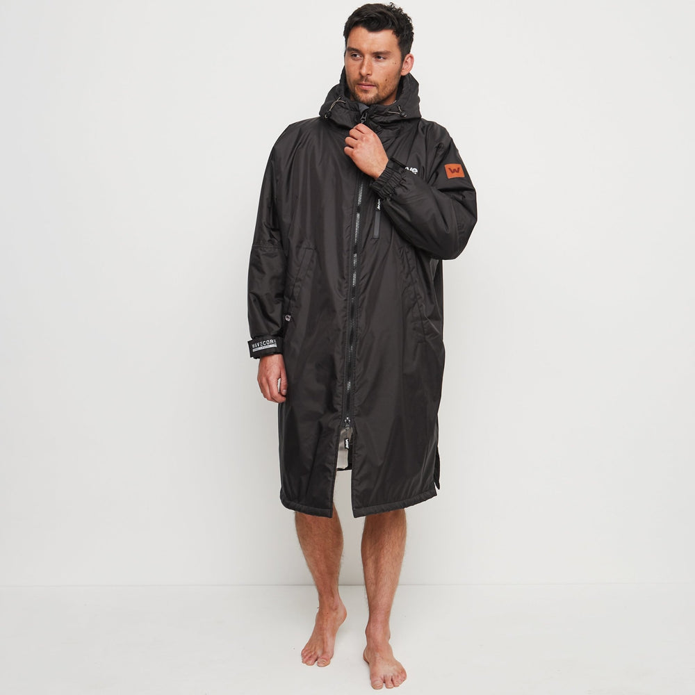 FleeceLined Changing Robe Unisex Black & Grey Wave SUPS UK