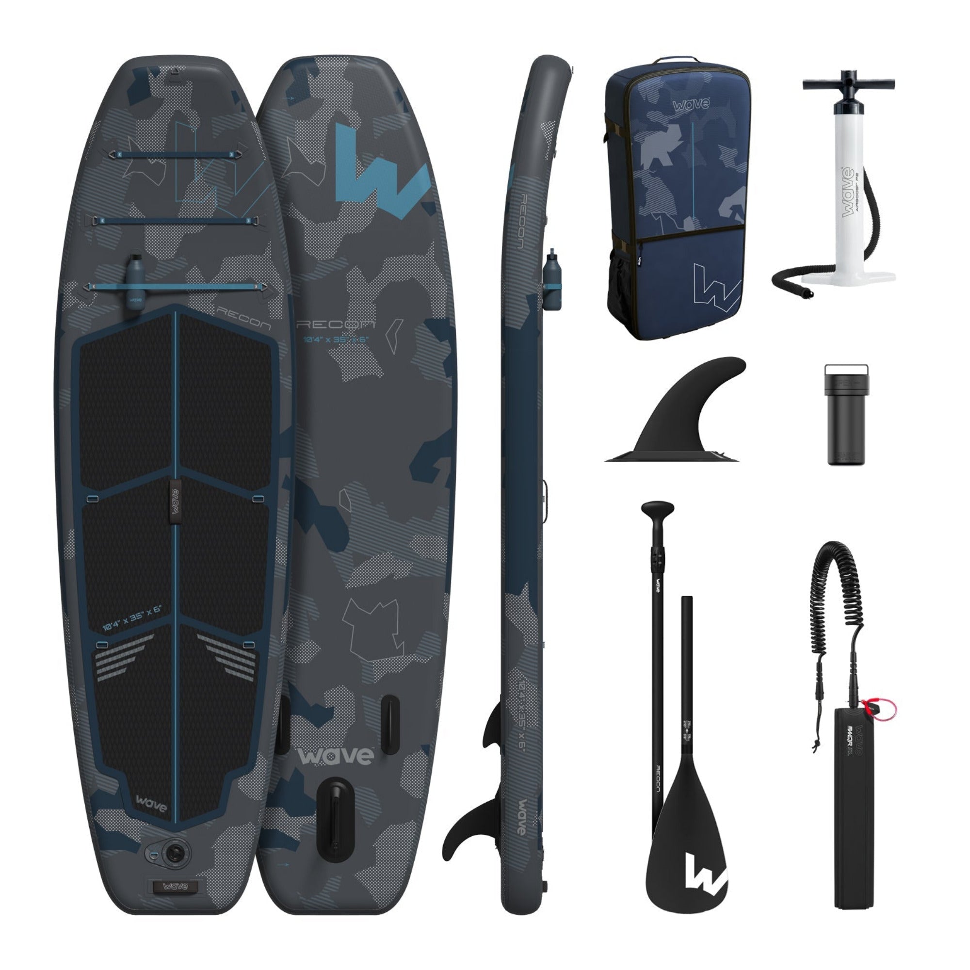 Recon SUP | Inflatable Paddle Board | 10'4ft | Grey Inflatable Paddleboards Wave Sups   