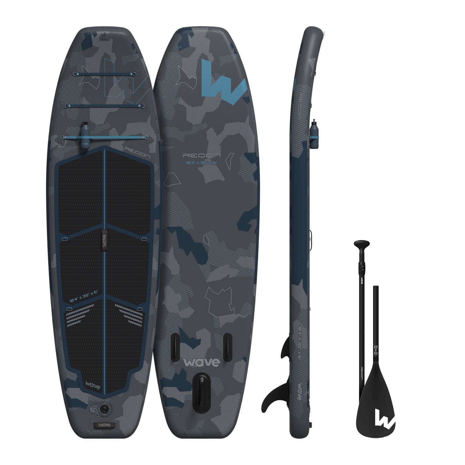 Recon SUP | Inflatable Paddleboard | 10'4ft | Grey - Wave Sups UK