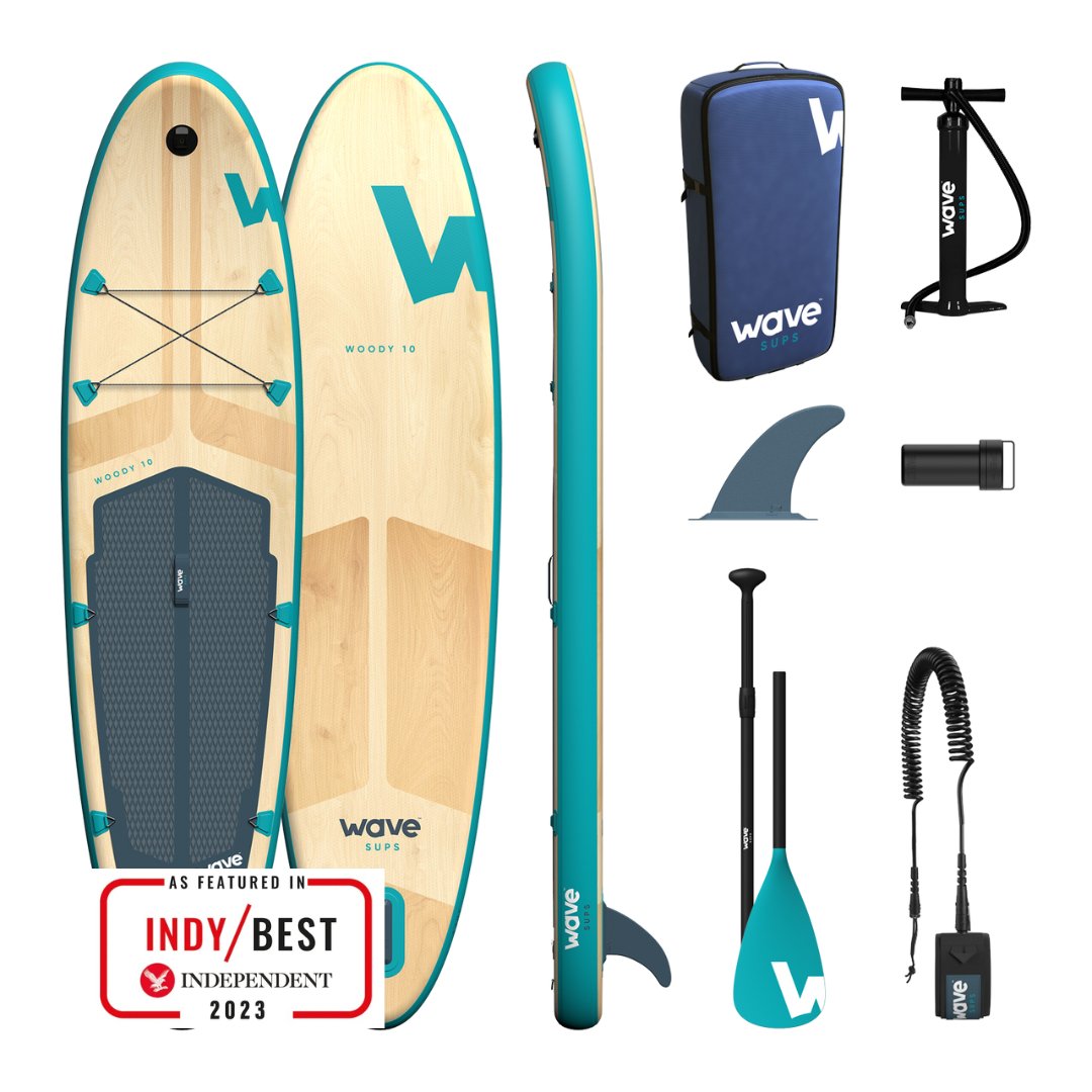Woody SUP | Inflatable Stand-Up Paddleboard | 10/11ft | Aqua - Wave Sups UK